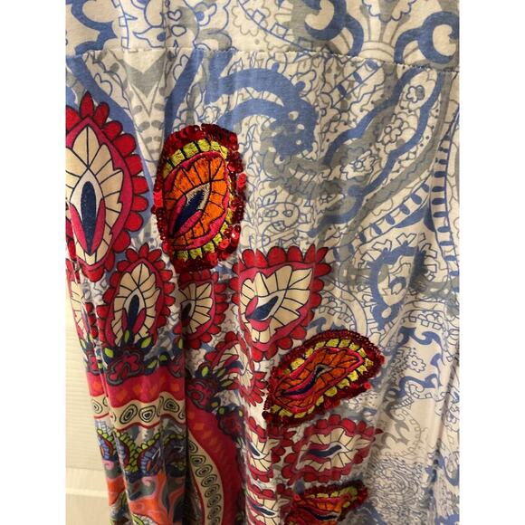 Desigual Boho A-Line Sequin Colorful Eyelet Detail Tank Dress,M - Picture 5 of 7